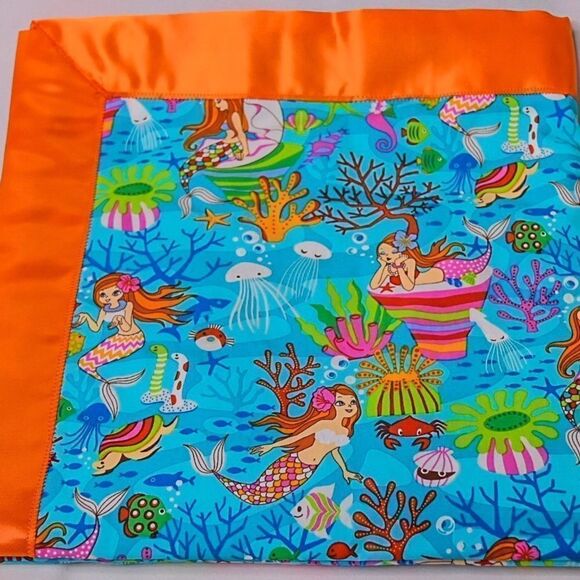 𝅺🐠🧡BRAND NEW🌺🏝️HANDMADE Aloha Print Crib Blanket - Picture 1 of 3